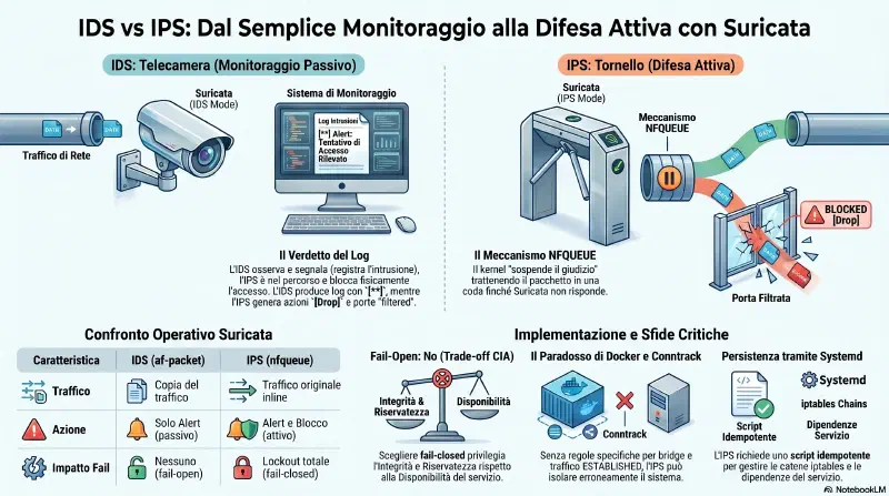 Confronto concettuale tra posizionamento IDS (fuori percorso) e IPS (in linea)