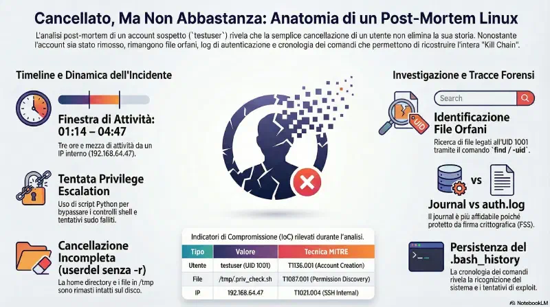 Utente cancellato - post-mortem auth.log